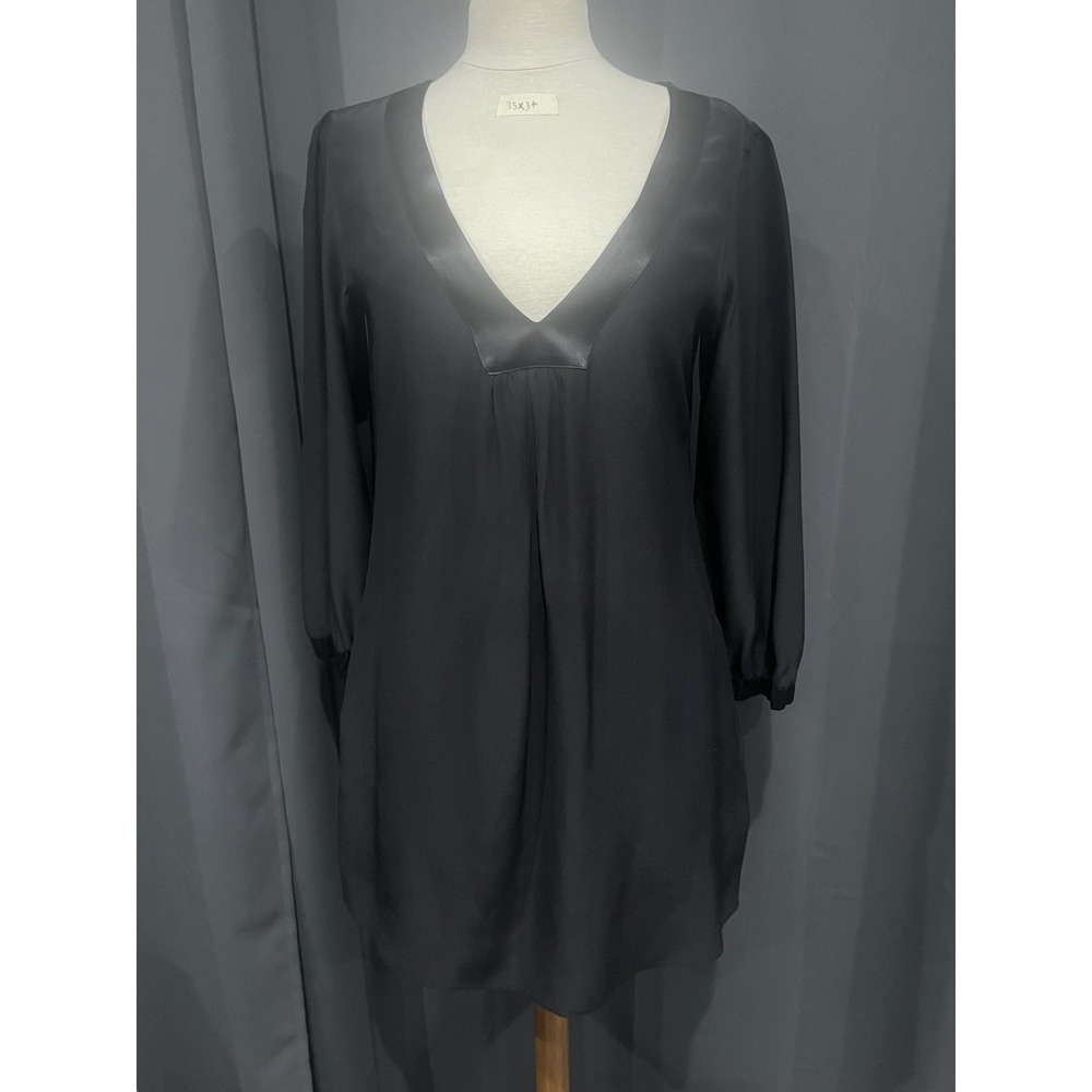 MYNE Size M Black Silk Shirt Dress /w Pockets.
